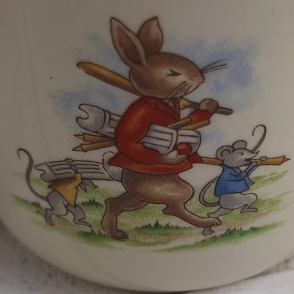 Vintage Royal Doulton Bunnykins Plate "Bath Time" 1936 English Fine Bone China - Picture 9 of 11